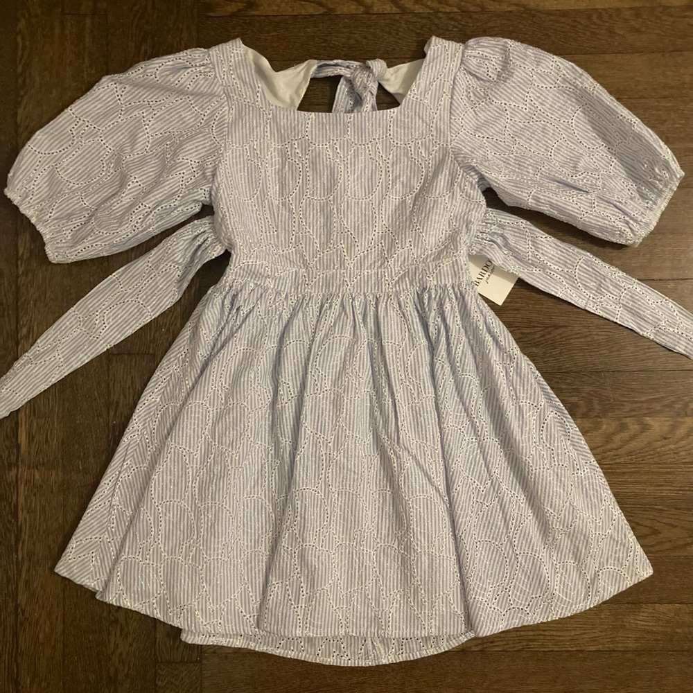 Bardot Junior Mini Stripe Dress in Blue Stripe Size 14Y